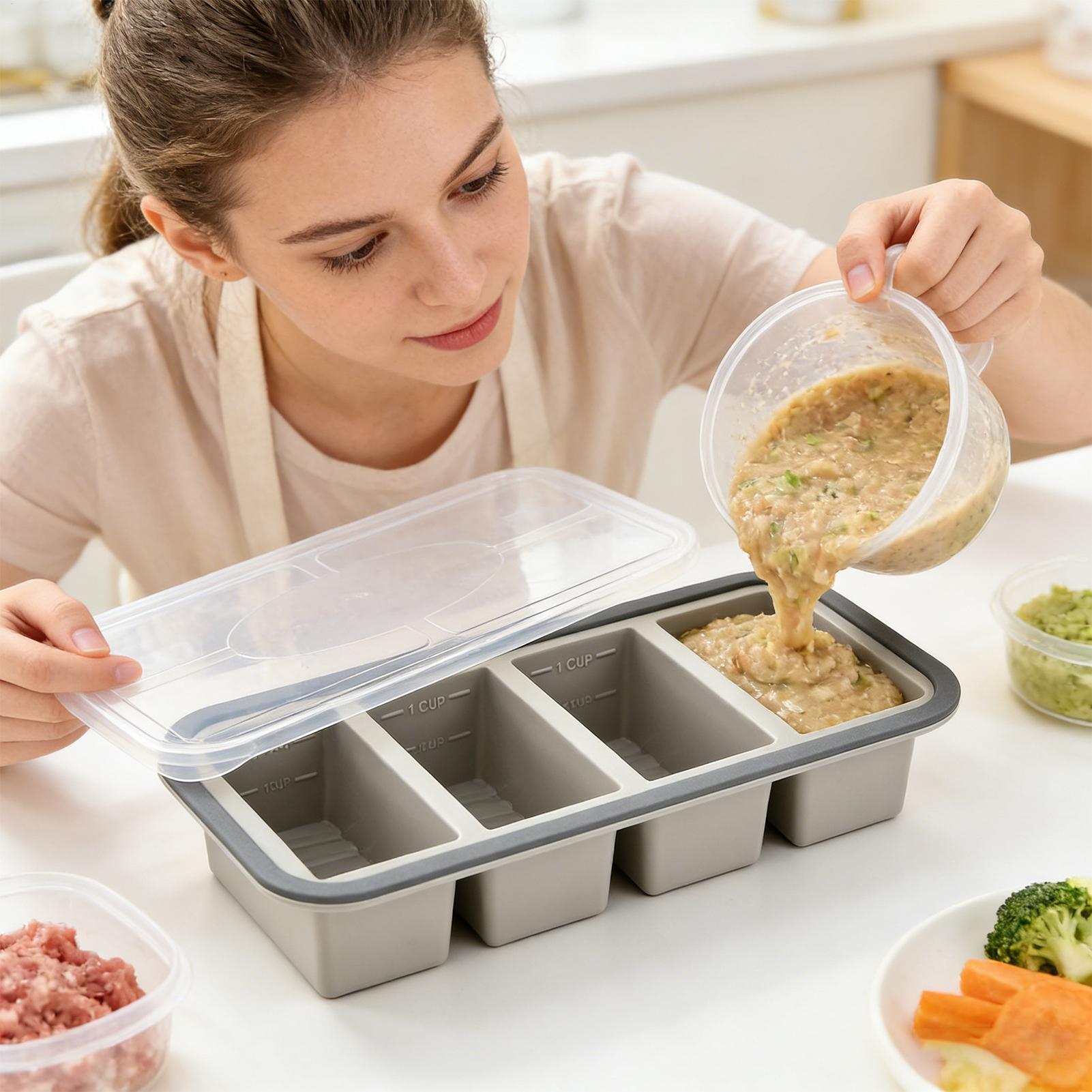 Meal Prep Template - แม่พิมพ์ซิลิโคนสำหรับแช่แข็ง ง่ายต่อการถอดออก ภาชนะเก็บอาหารสำหรับซุป ซอส ข้าว อาหารเหลือ