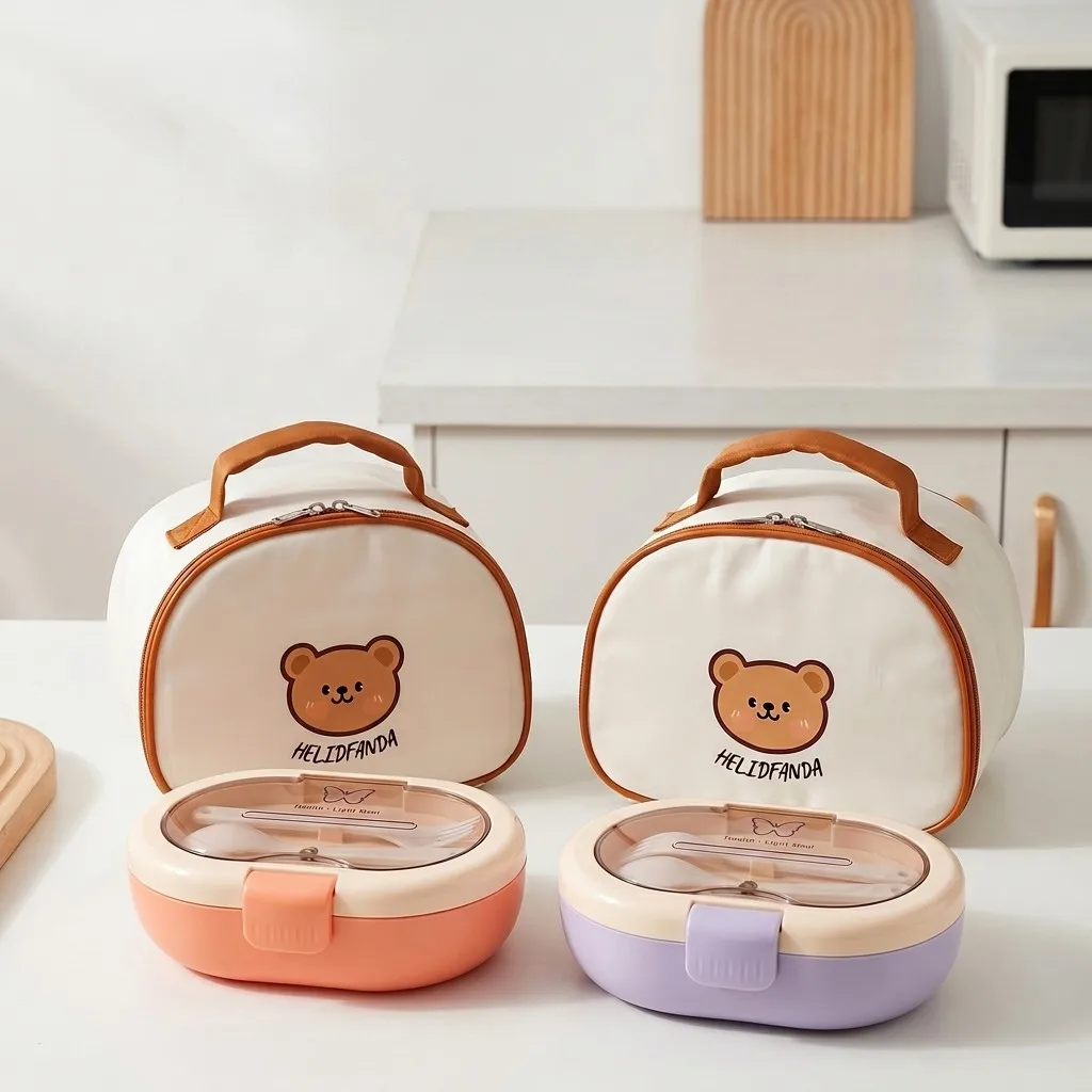 Meal Prep Or Prep Meal - กล่องข้าวพลาสติกแบบพกพาสำหรับเด็กนักเรียน ป้องกันการรั่วซึม แบ่งช่องได้ สำหรับเตรียมอาหารและเก็บอาหาร พร้อมฝาปิดและชุดช้อนส้อม กล่องใส่อาหาร