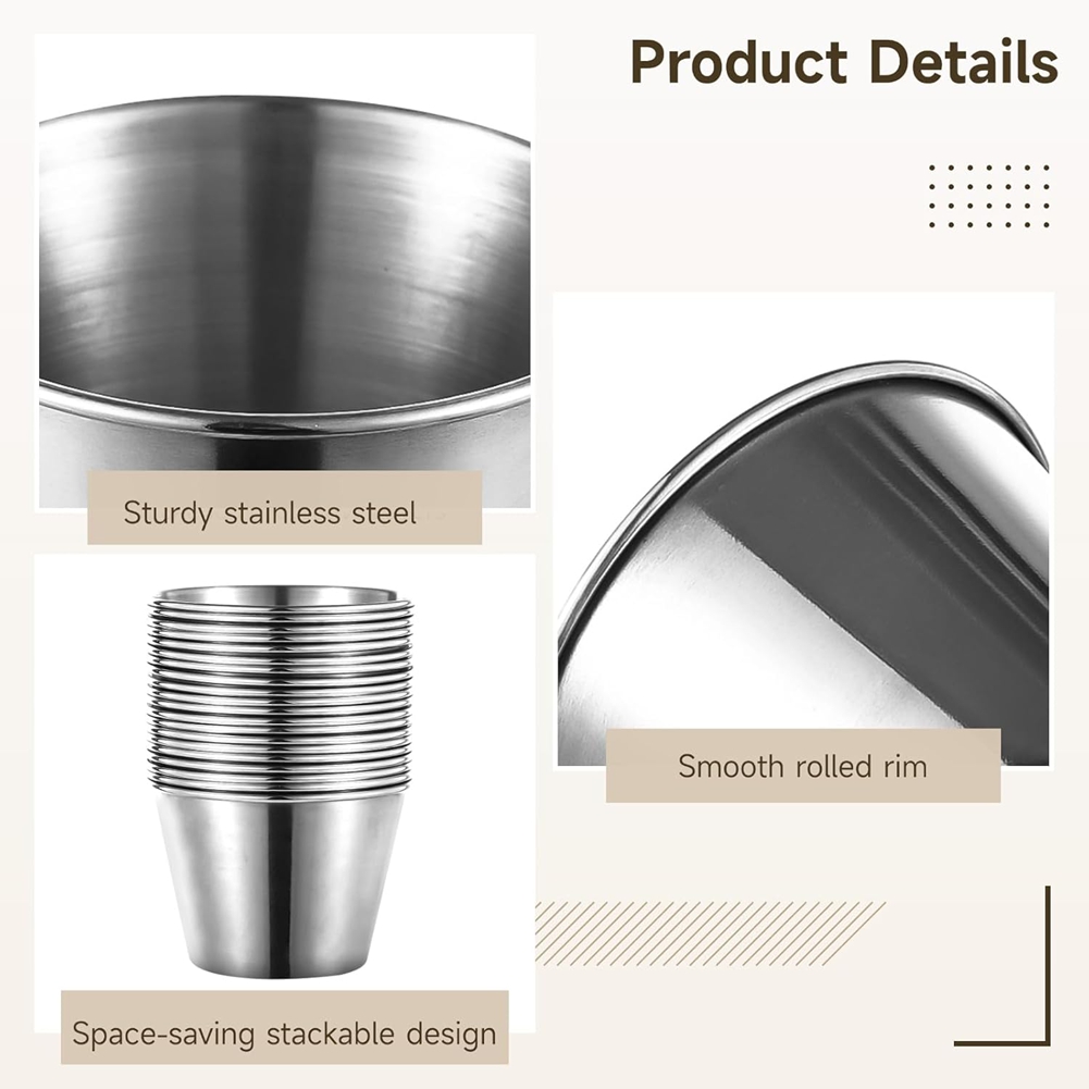 Sauce Dipping Cup - J1UL1N ชุดถ้วยซอสสแตนเลส 60 ชิ้น ขนาด 2.2