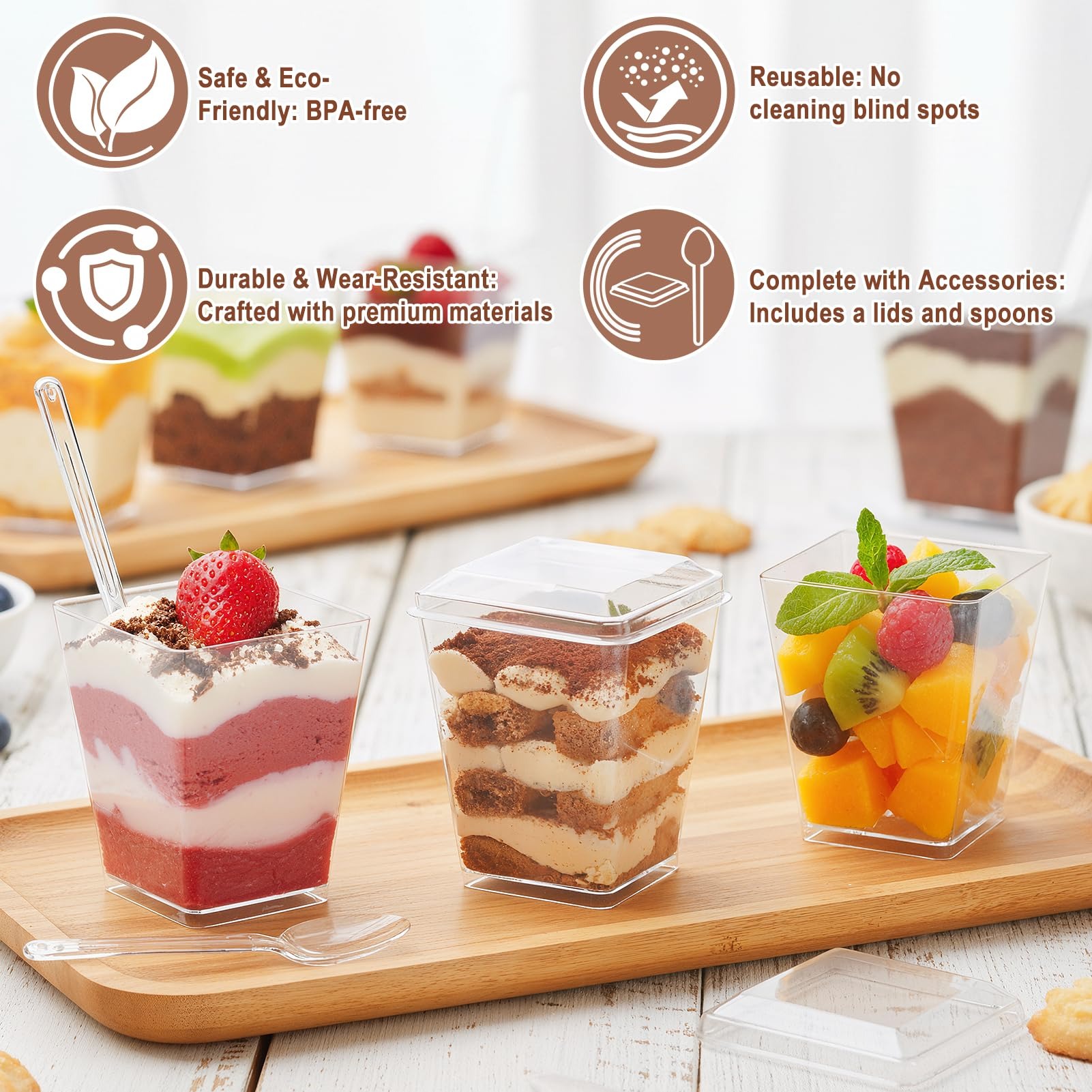 ถ้วยขนมพลาสติกใสทรงสี่เหลี่ยมข - Meal Prep Template บทวิจารณ์และราคา