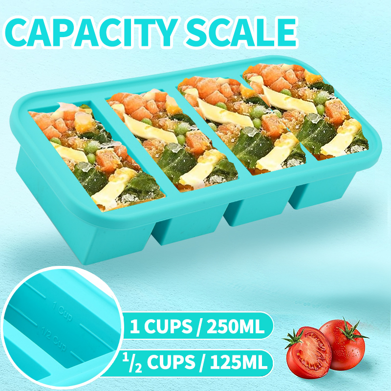 แม่พิมพ์ซิลิโคนสำหรับแช่แข็ง 4 - Meal Prep Template บทวิจารณ์และราคา
