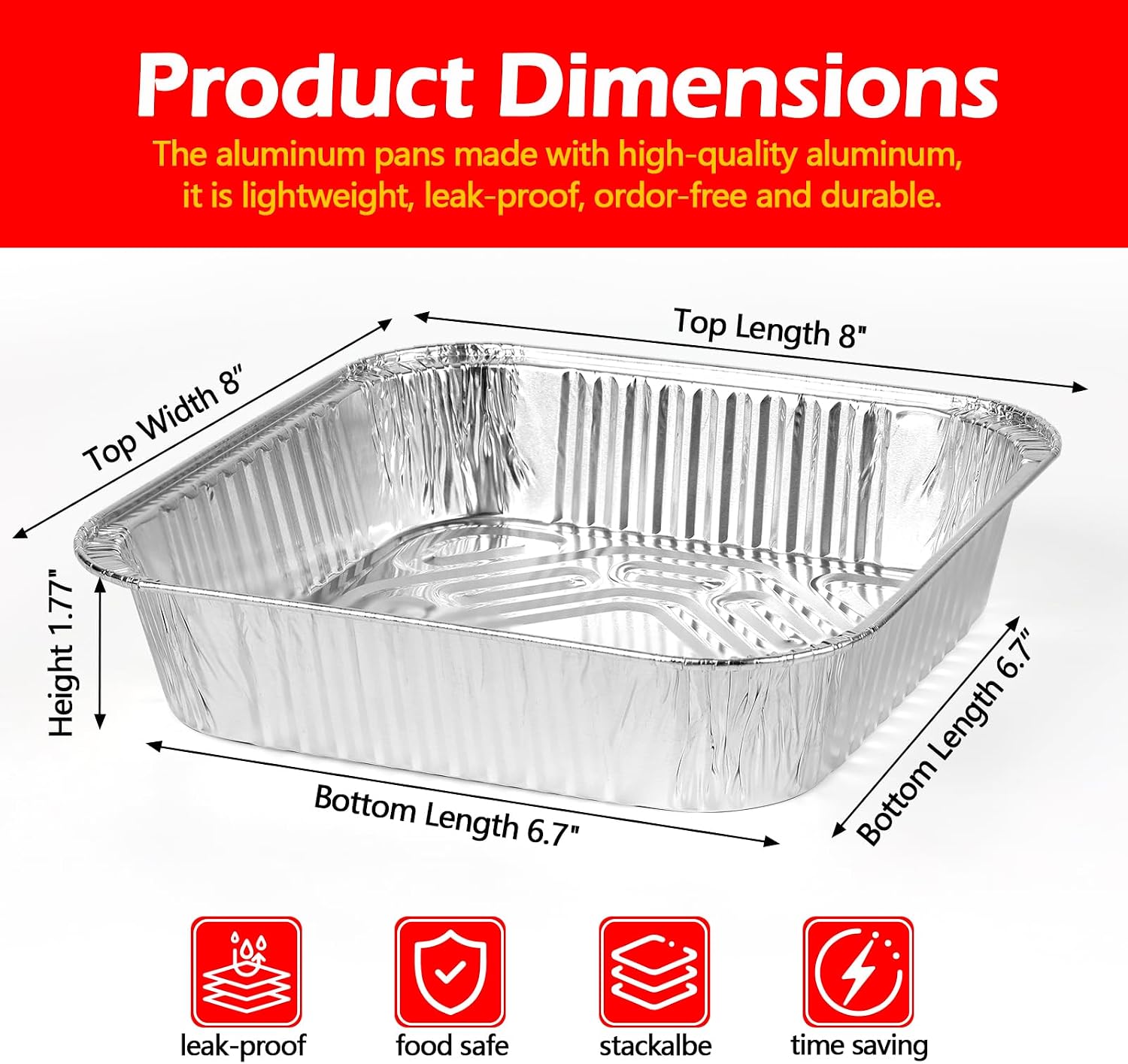 ถาดอลูมิเนียมฟอยล์ขนาด 8x8 นิ้ - Meal Prep Or Prep Meal บทวิจารณ์และราคา