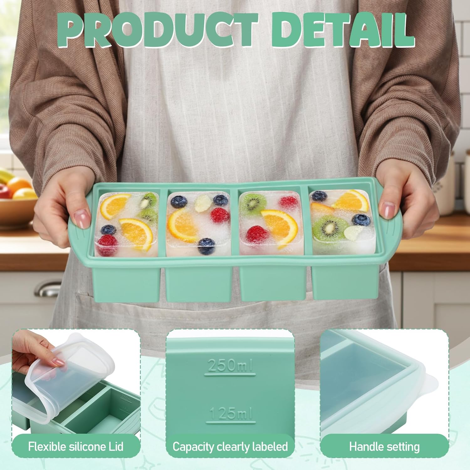 ถาดซิลิโคนสำหรับแช่แข็งพร้อมฝา - Meal Prep Template บทวิจารณ์และราคา