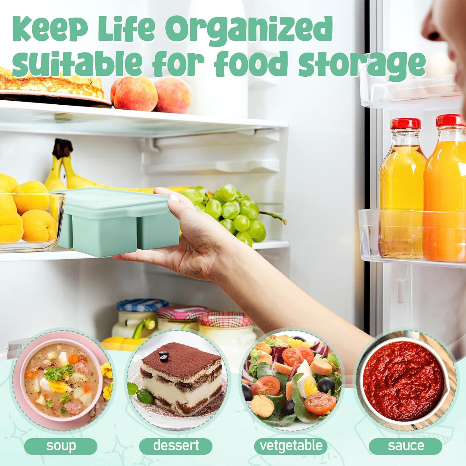 ถาดซิลิโคนสำหรับแช่แข็งพร้อมฝา - Meal Prep Template บทวิจารณ์และราคา