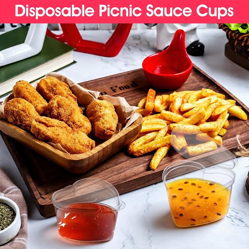 ชุด 100 ชิ้น ถ้วยเยลลี่ใสรูปหั - Sauce Dipping Cup บทวิจารณ์และราคา